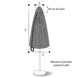 Sch&eacute;ma de cotes d&rsquo;une housse de parasol droit