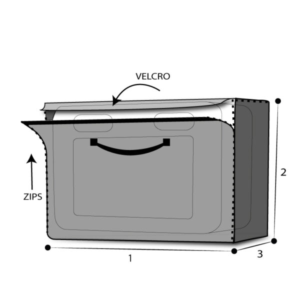Sac sur mesure rectangulaire ANTICHOC avec double ouverture zippee