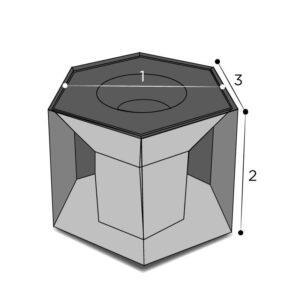 Sch&eacute;ma de cotes d&rsquo;une housse de brasero hexagonal