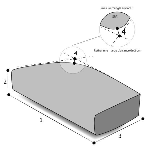 Housse de coussin avec un côté arrondi gauche