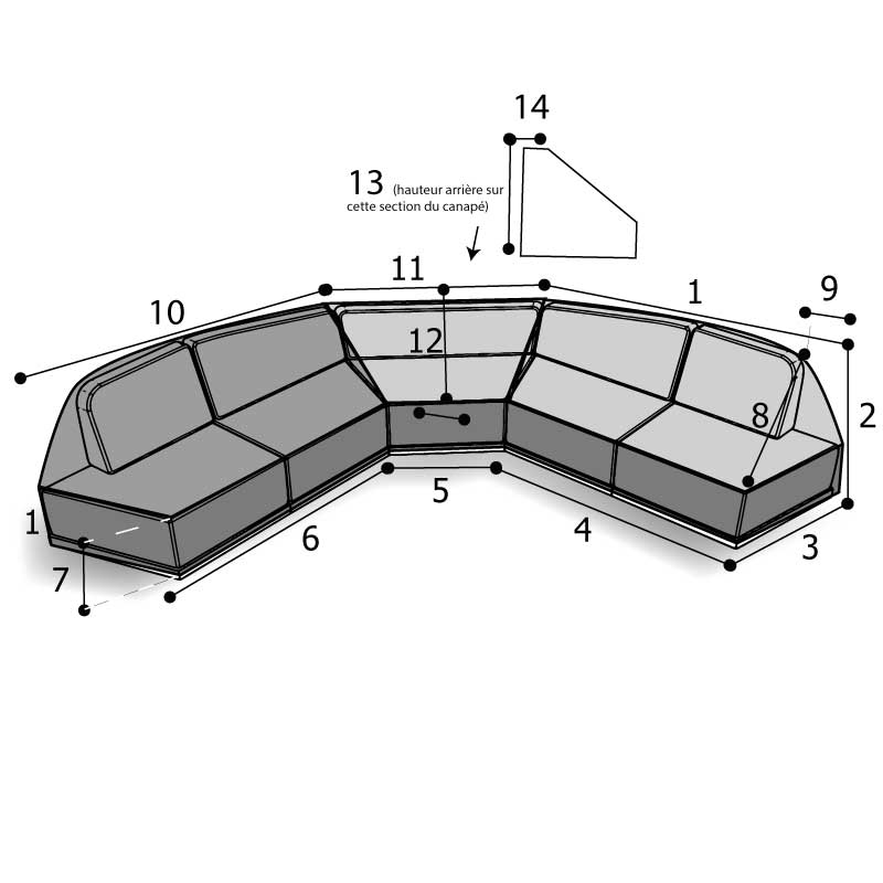 housse sur mesure de canapé sans accoudoir